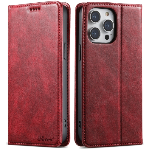 

For iPhone 15 Pro Max Suteni J02 Oil Wax Wallet Leather Phone Case(Red)