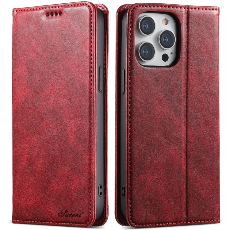 

For iPhone 12 / 12 Pro Suteni J02 Oil Wax Wallet Leather Phone Case(Red)