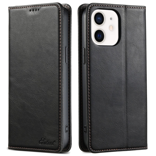 

For iPhone 12 mini Suteni J02 Oil Wax Wallet Leather Phone Case(Black)