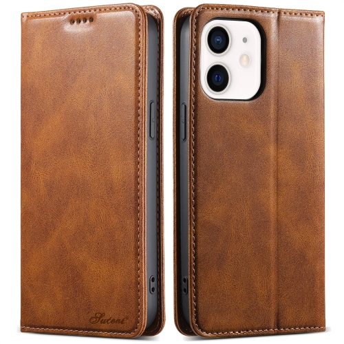 

For iPhone 12 mini Suteni J02 Oil Wax Wallet Leather Phone Case(Brown)