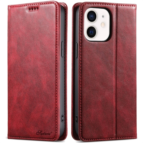 

For iPhone 12 mini Suteni J02 Oil Wax Wallet Leather Phone Case(Red)