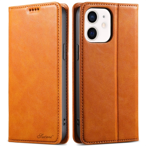

For iPhone 12 mini Suteni J02 Oil Wax Wallet Leather Phone Case(Khaki)