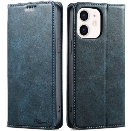 

For iPhone 12 mini Suteni J02 Oil Wax Wallet Leather Phone Case(Blue)
