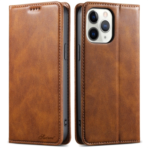 

For iPhone 11 Pro Max Suteni J02 Oil Wax Wallet Leather Phone Case(Brown)