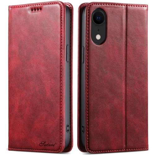 

For iPhone XR Suteni J02 Oil Wax Wallet Leather Phone Case(Red)
