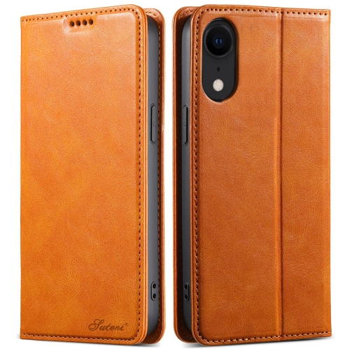 

For iPhone XR Suteni J02 Oil Wax Wallet Leather Phone Case(Khaki)