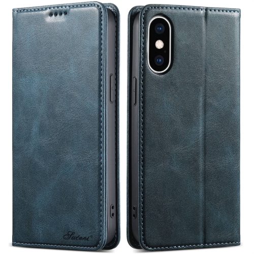 

For iPhone XS Max Suteni J02 Oil Wax Wallet Leather Phone Case(Blue)