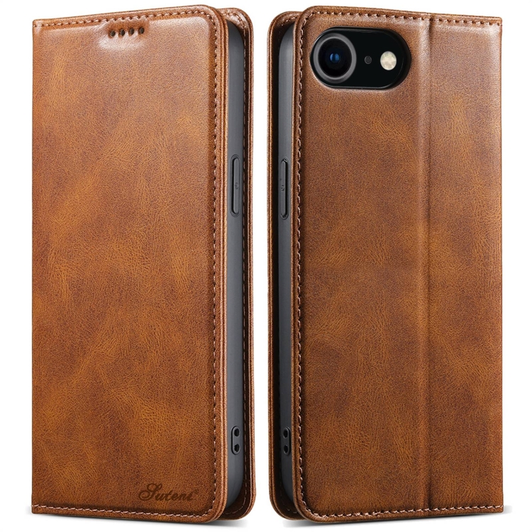 

For iPhone 7 / 8 / SE 2022 Suteni J02 Oil Wax Wallet Leather Phone Case(Brown)