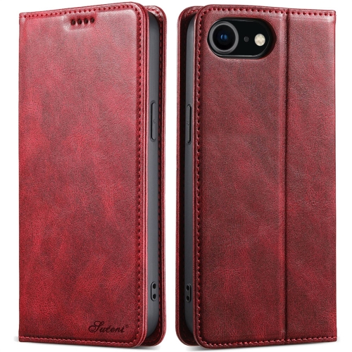 

For iPhone 7 / 8 / SE 2022 Suteni J02 Oil Wax Wallet Leather Phone Case(Red)