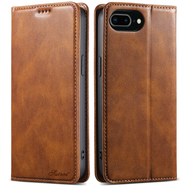 

For iPhone 7 Plus / 8 Plus Suteni J02 Oil Wax Wallet Leather Phone Case(Brown)