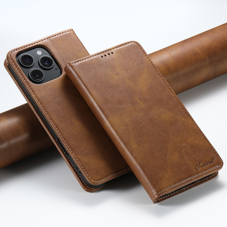 

For iPhone 16 Pro Suteni J02 Oil Wax Wallet Leather Phone Case(Brown)