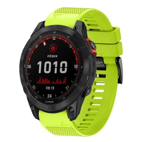 

For Garmin Fenix 7X Solar 26mm Quick Release Silicone Watch Band(Lime Green)