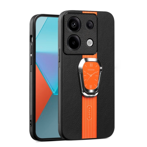

For Xiaomi Redmi Note 13 / 13 Pro Magnetic Litchi Leather Back Phone Case with Holder(Orange)