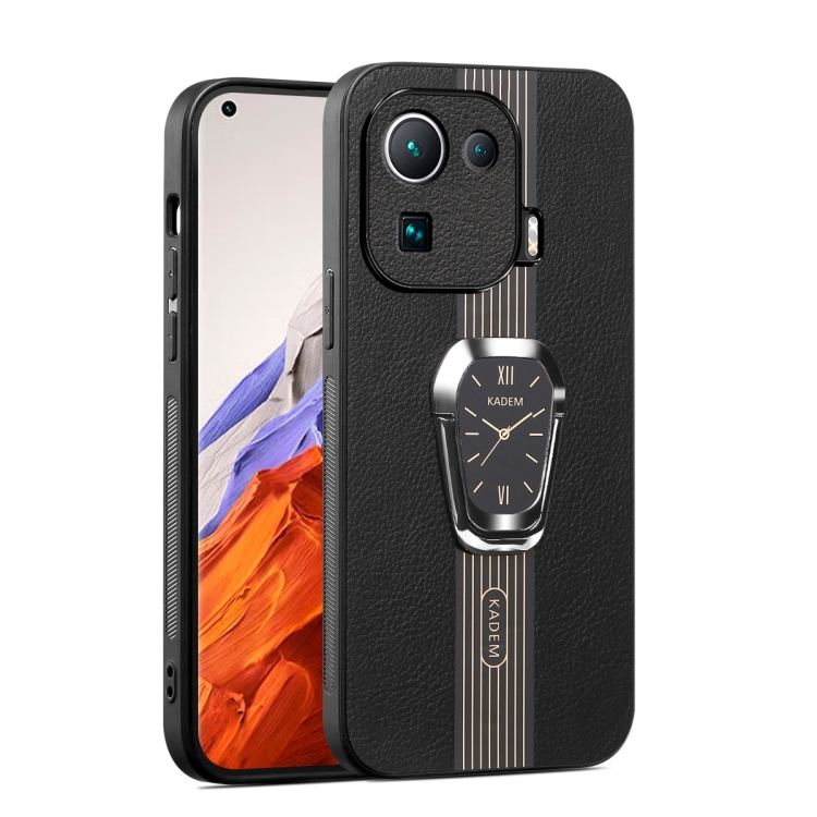 

For Xiaomi Mi 11 Pro Magnetic Litchi Leather Back Phone Case with Holder(Black)