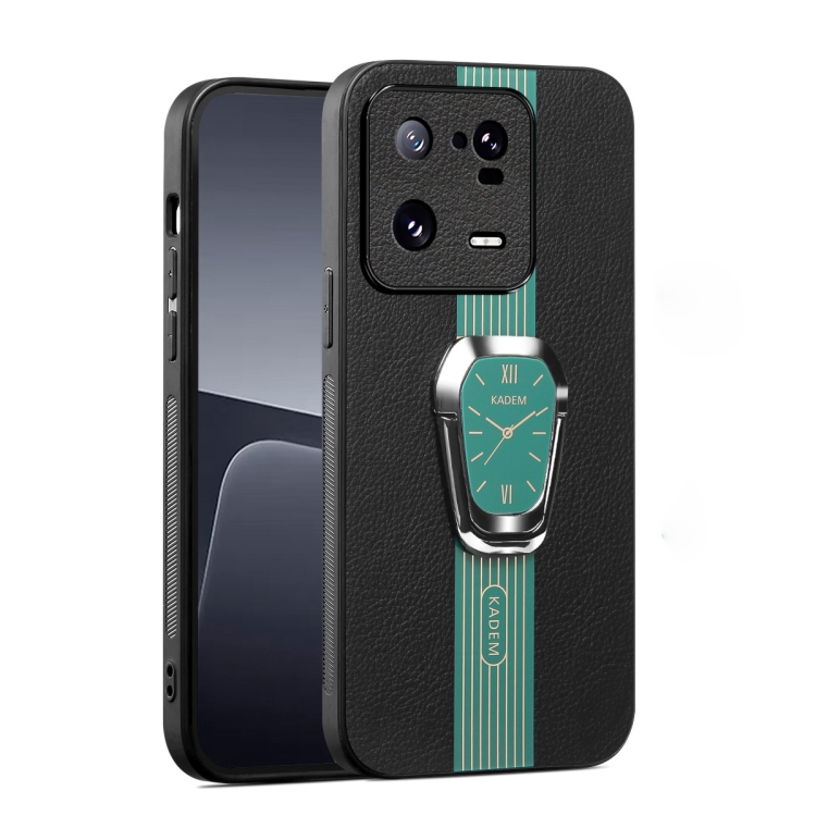 

For Xiaomi 13 Pro Magnetic Litchi Leather Back Phone Case with Holder(Green)
