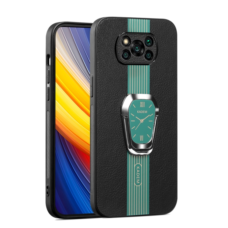 

For Xiaomi Poco X3 / X3 Pro Magnetic Litchi Leather Back Phone Case with Holder(Green)