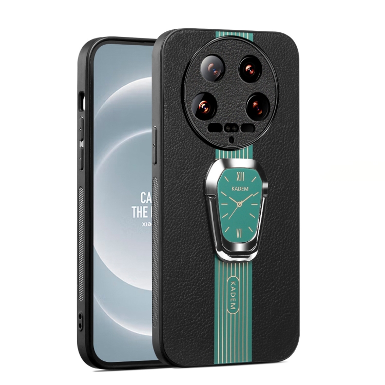 

For Xiaomi 14 Ultra Magnetic Litchi Leather Back Phone Case with Holder(Green)