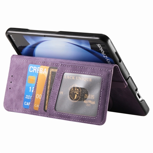 

For Samsung Galaxy Z Fold5 5G Retro MagSafe Magnetic Zipper Wallet Leather Phone Case(Purple)