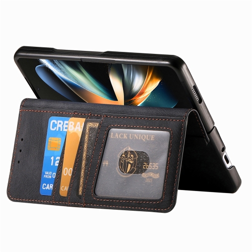 For Samsung Galaxy Z Fold4 Retro MagSafe Magnetic Zipper Wallet Leather Phone Case(Black) кошелек подставка для смартфона moft magsafe flash wallet небесный