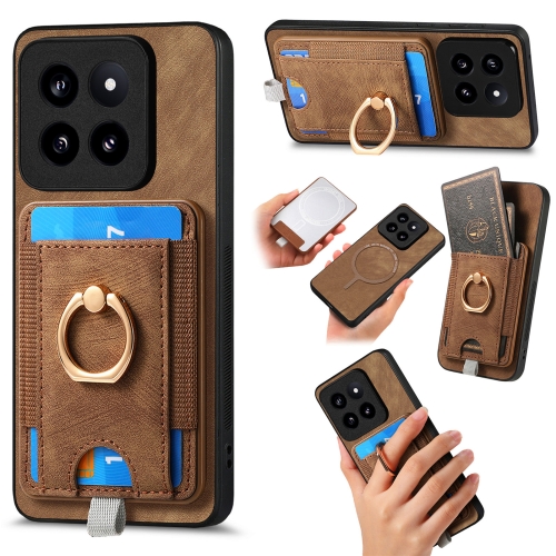 

For Xiaomi 14 Pro Retro Splitable Magnetic Card Bag Leather Phone Case(Brown)