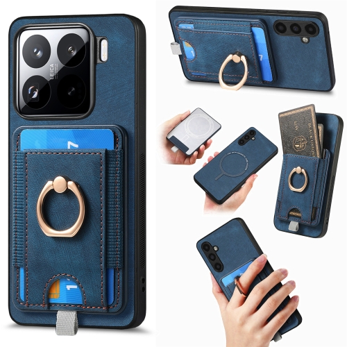 

For Xiaomi 15 Retro Splitable Magnetic Card Bag Leather Phone Case(Blue)