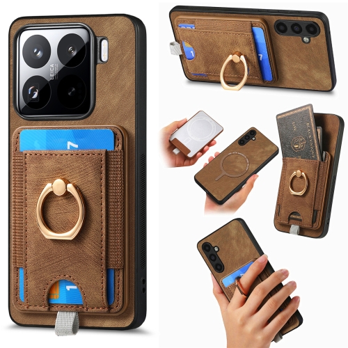 

For Xiaomi 15 Retro Splitable Magnetic Card Bag Leather Phone Case(Brown)