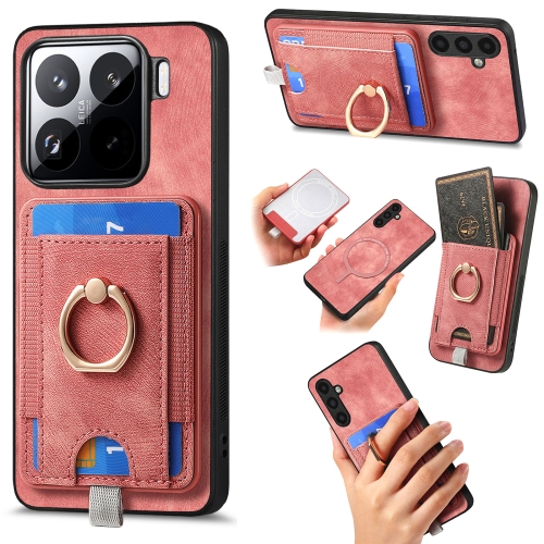 

For Xiaomi 15 Retro Splitable Magnetic Card Bag Leather Phone Case(Pink)