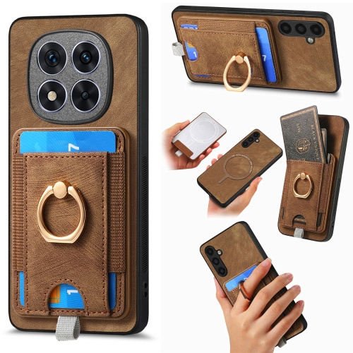 

For Xiaomi Redmi Note 14 5G Retro Splitable Magnetic Card Bag Leather Phone Case(Brown)