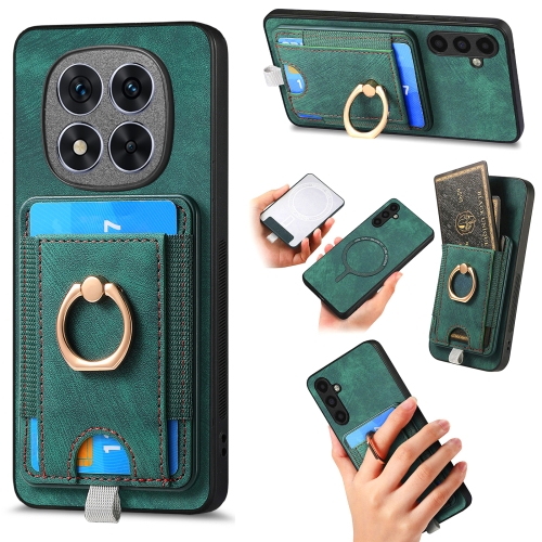 

For Xiaomi Redmi Note 14 5G Retro Splitable Magnetic Card Bag Leather Phone Case(Green)