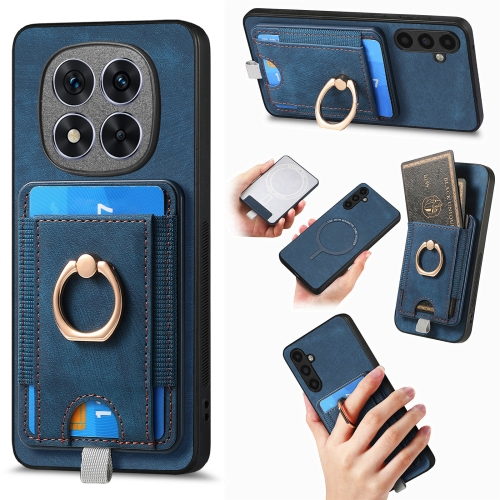 

For Xiaomi Redmi Note 14 Pro 5G Retro Splitable Magnetic Card Bag Leather Phone Case(Blue)