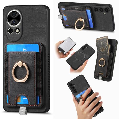 

For Huawei nova 13 Pro Retro Splitable Magnetic Card Bag Leather Phone Case(Black)