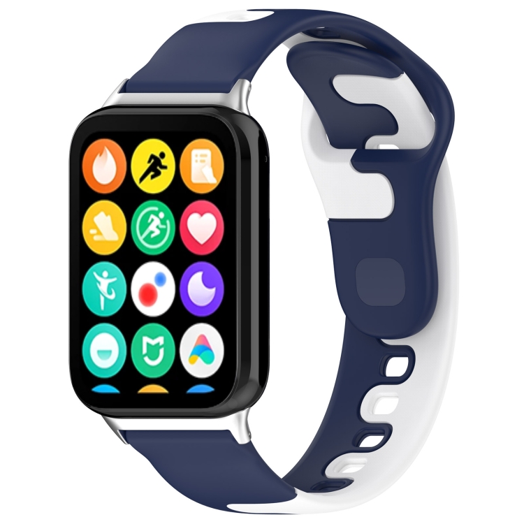 

For Redmi Watch 4 Stitching Dual Color Silicone Watch Band(Midnight Blue White)