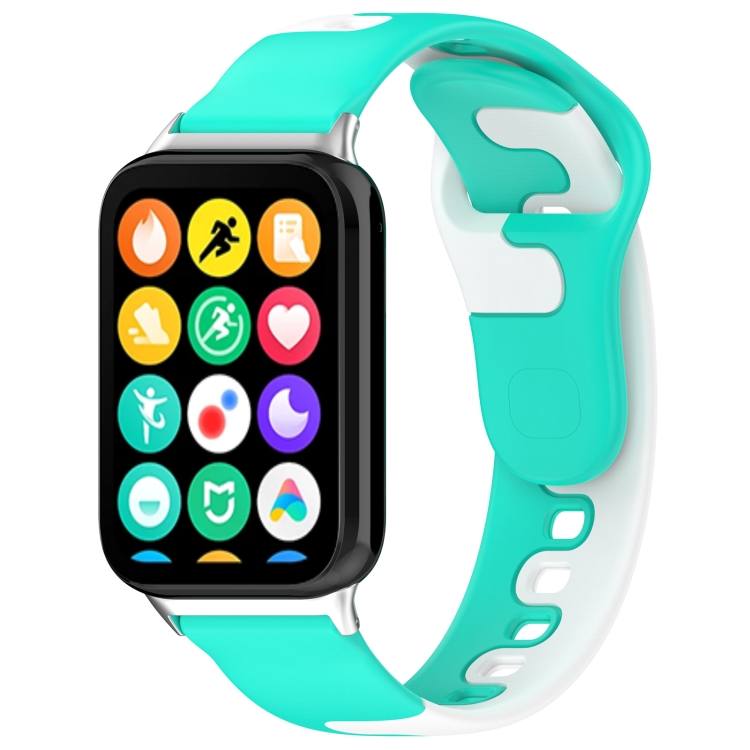 

For Redmi Watch 4 Stitching Dual Color Silicone Watch Band(Green White)