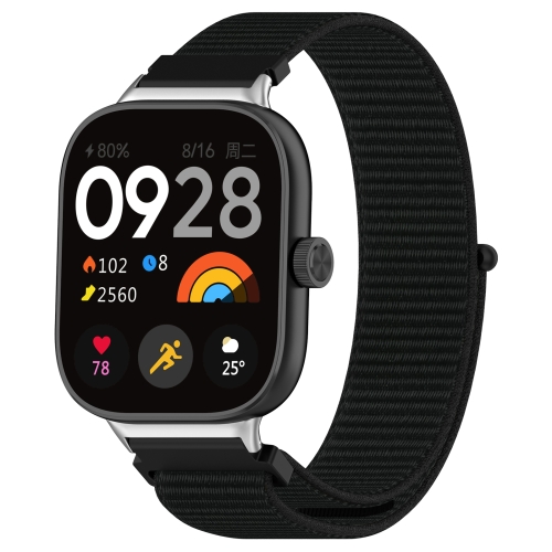 

For Redmi Watch 4 Nylon Loop Metal Connector Watch Band(Black)