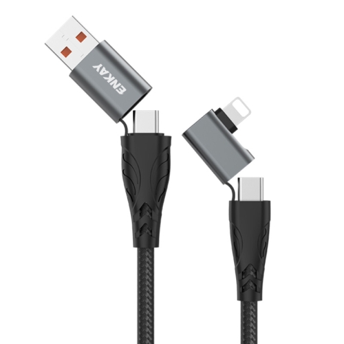ENKAY PD100W Cable de carga rápida multifunción 4 en 1 USB-A / Type-C a Type-C / 8 pines con marcador electrónico, longitud del cable: 2 m