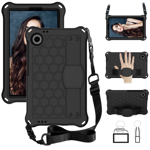 For Blackview Tab 60 8.7 2023 Honeycomb EVA Hybrid PC Tablet Case with Strap(Black+Black)