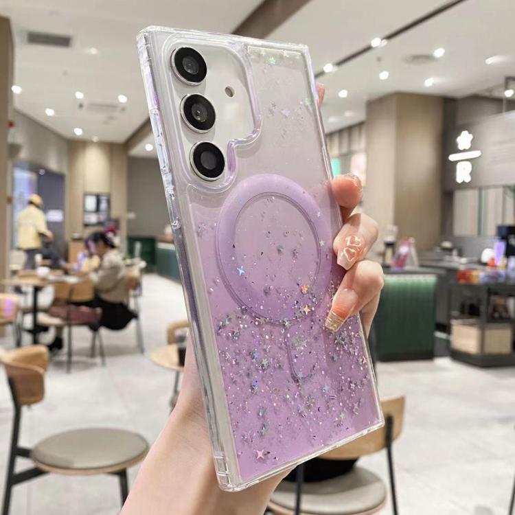 

For Samsung Galaxy S24 5G MagSafe Glitter Hybrid Clear TPU Phone Case(Purple)