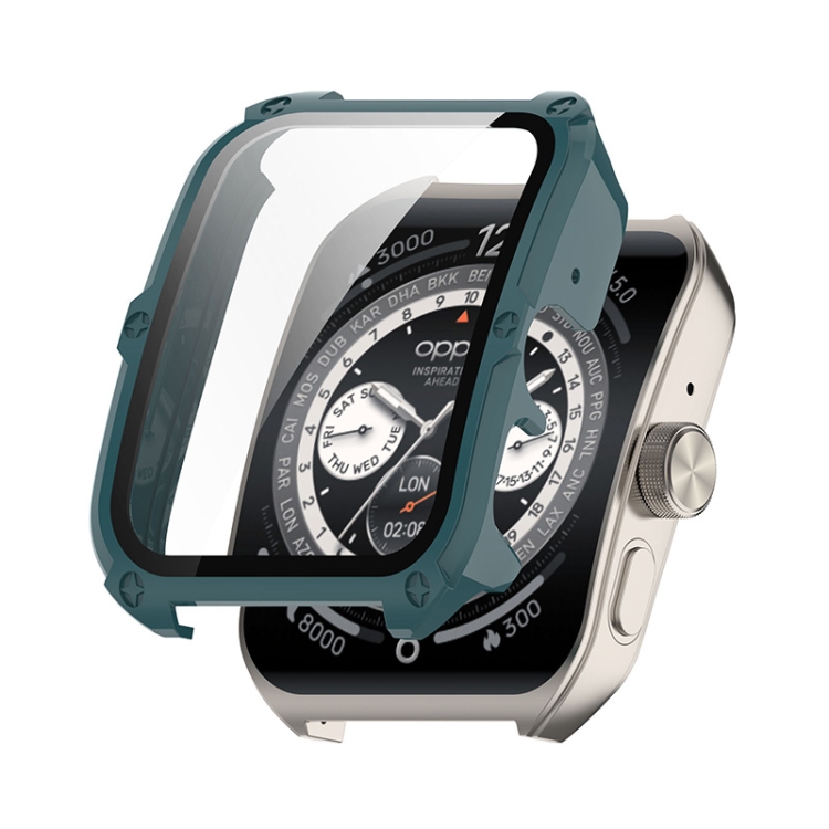 

For OPPO Watch 4 Pro ENKAY Hat-Prince Full Coverage PC + Tempered Glass Film Integrated Watch Case(Dark Green)