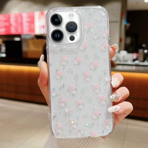 

For iPhone 14 Pro Max Spring Garden Epoxy TPU Phone Case(F05 Pink and White Flowers)