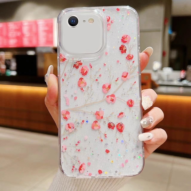 

For iPhone 7 / 8 / SE 2022 Spring Garden Epoxy TPU Phone Case(F03 Red Plum)