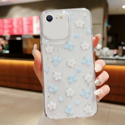 

For iPhone 7 / 8 / SE 2022 Spring Garden Epoxy TPU Phone Case(F06 Blue and White Flowers)