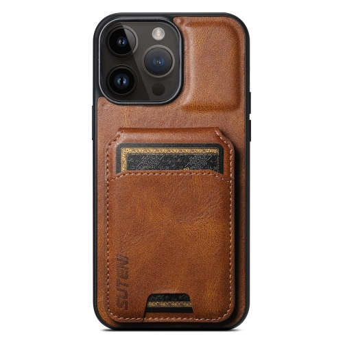 

For iPhone 13 Pro Max Suteni H02 Leather Wallet Stand Back Phone Case(Brown)