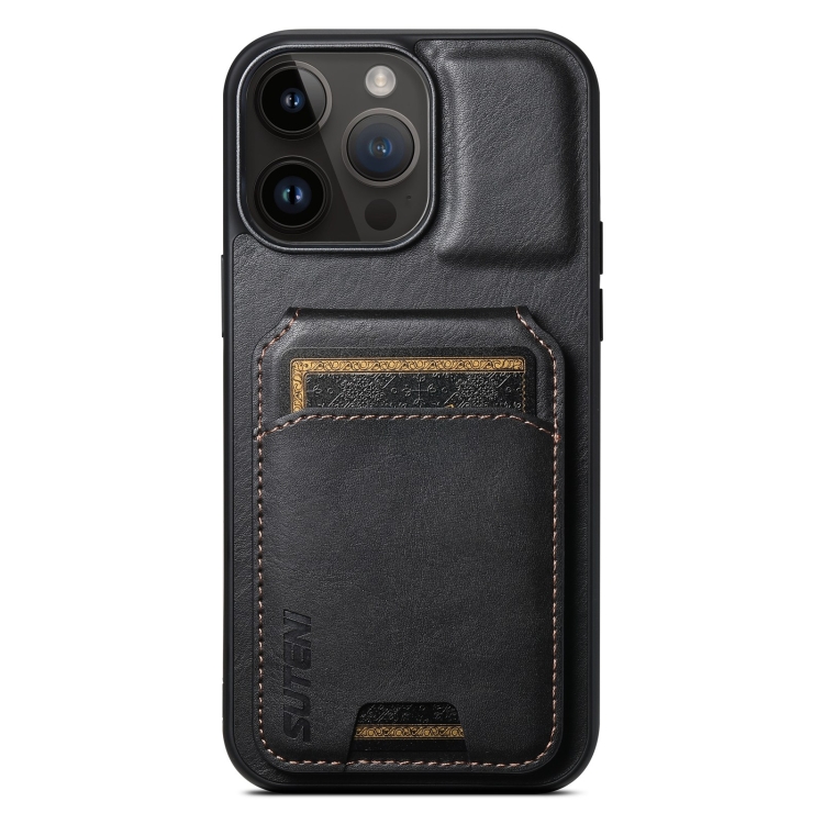 

For iPhone 13 Pro Suteni H02 Leather Wallet Stand Back Phone Case(Black)