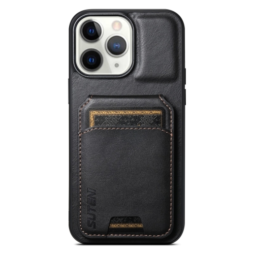 

For iPhone 11 Pro Suteni H02 Leather Wallet Stand Back Phone Case(Black)