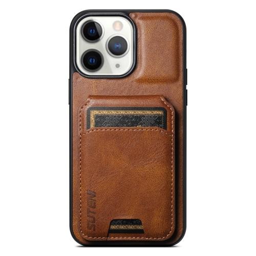 

For iPhone 11 Pro Max Suteni H02 Leather Wallet Stand Back Phone Case(Brown)