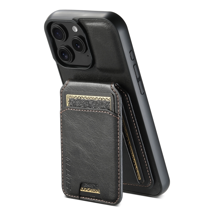 

For iPhone 16 Pro Suteni H02 Leather Wallet Stand Back Phone Case(Black)