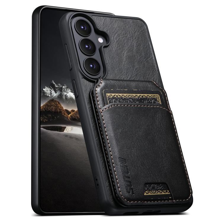 For Samsung Galaxy S25+ 5G Suteni H02 Leather Wallet Stand Back Phone Case(Black)