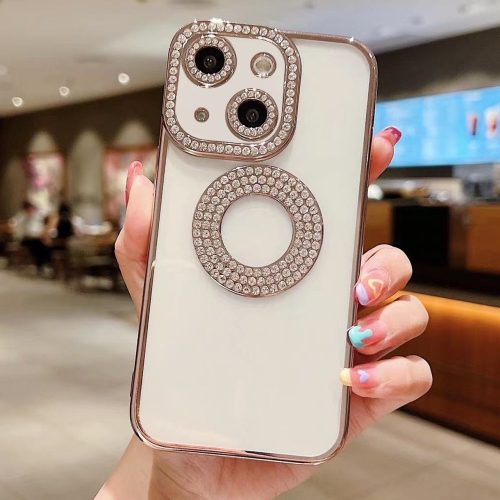 

For iPhone 15 Plus Electroplated Diamond TPU Phone Case(Rose Gold)