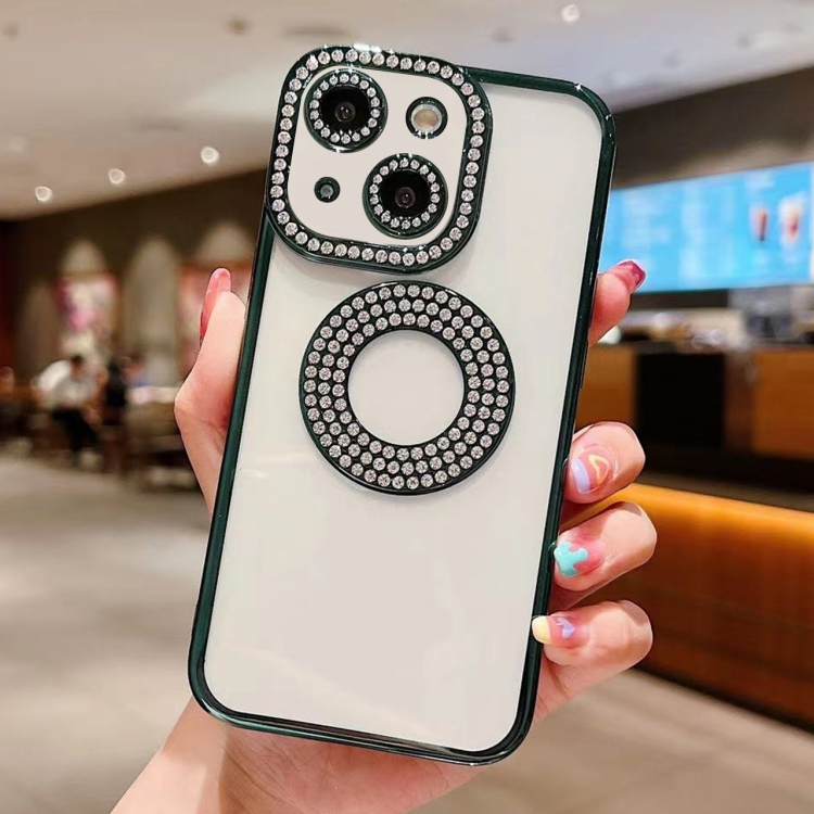 

For iPhone 15 Electroplated Diamond TPU Phone Case(Green)