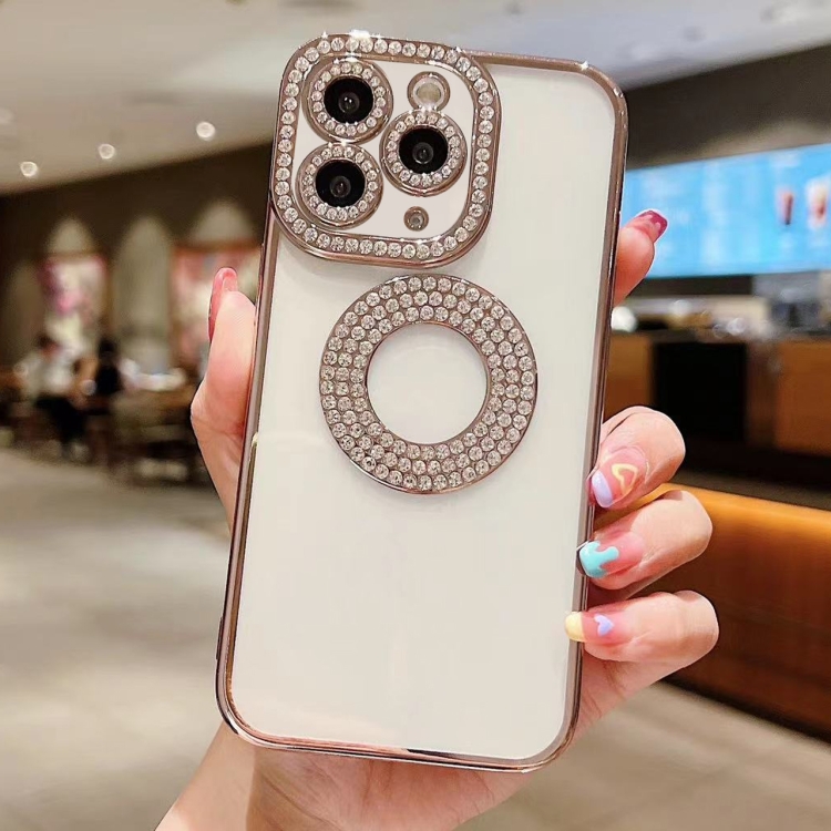 

For iPhone 11 Pro Max Electroplated Diamond TPU Phone Case(Rose Gold)